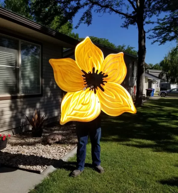 Metal Wall art Flower large orange home decor living room garden front Porch