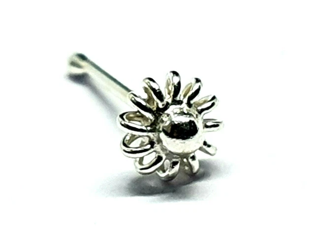 Piercing de nariz con espiral de flor de sol, 22 g (0,6 mm), bola fina de...