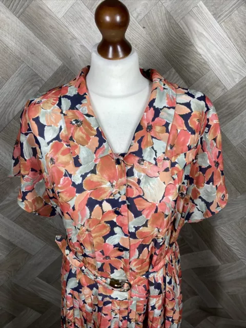 Vintage LADIES PRIDE Retro 70s/80s Floral Print Dress & Belt Size 18 Made In GB 2