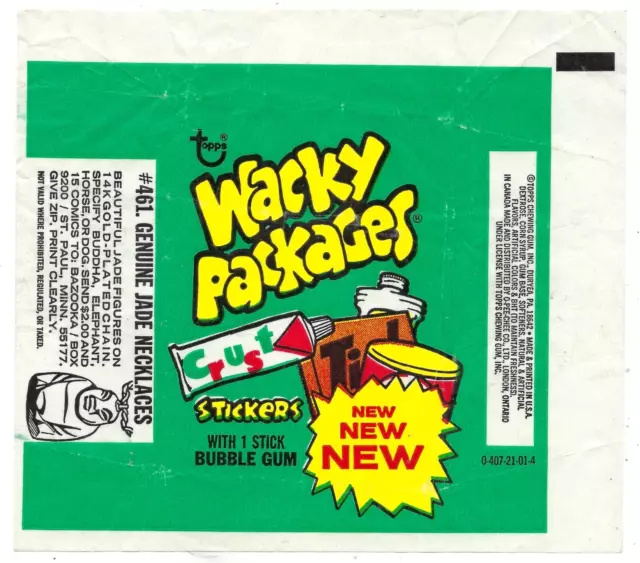 1974 Wacky Packages 9th Series WAX PACK WRAPPER w/Jade Necklace ad 0-407-21-01-4