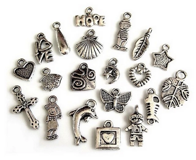 Lot De 50 Breloques Argentées Diverses - Perles Et Charms Pour Création De Bijoux - Neuf