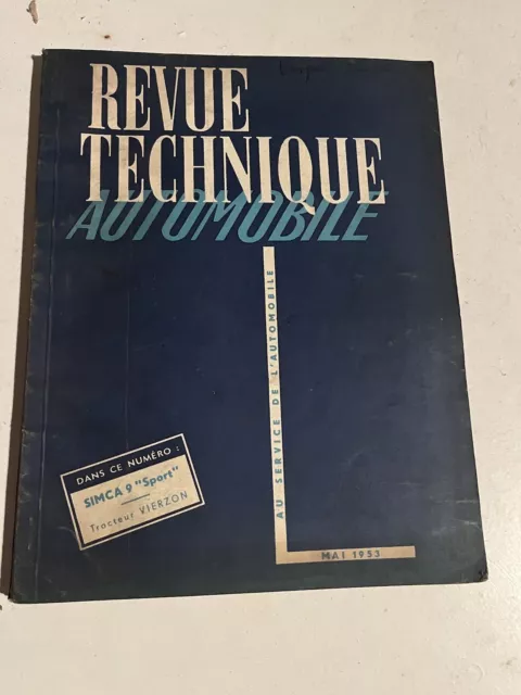 RTA SIMCA 9 SPORT  revue technique automobile d'époque de Mai 1953