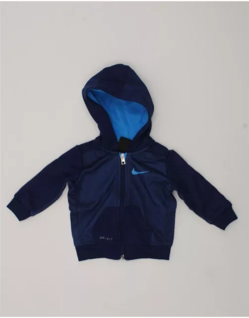 NIKE Baby Boys Dri Fit Zip Hoodie Sweater 6-9 Months Navy Blue Polyester AP09