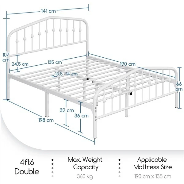 DOUBLE METAL BED Frame w/ Arched Headboard and Footboard/Heavy Duty