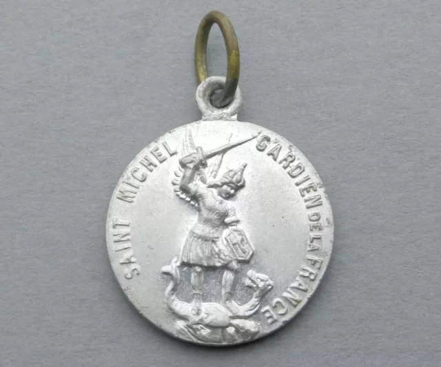 French, Vintage Religious Pendant. Saint Michel, Michael Archange. Medal.