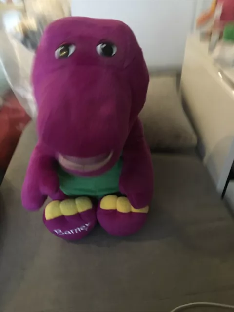 Large 19” Jumbo Talking BARNEY Purple Plush Dinosaur 2001 Fisher Price WORKING