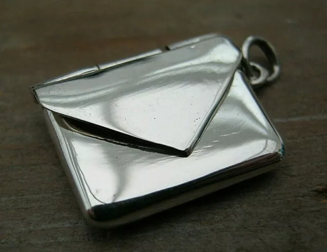 A Miniature Novelty Solid Silver 925 Envelope Case Stamp Holder - Charm