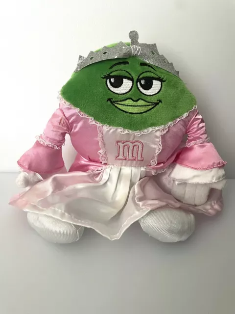 M&Ms World 2014 Green Princess Tiara Crown Pink Gown Dress 12” Plush Doll Toy