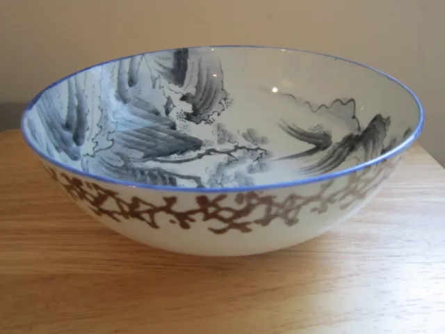 Vintage Unusual Asian Grey & White Bowl - Hand Painted -Japan - Very Old 3