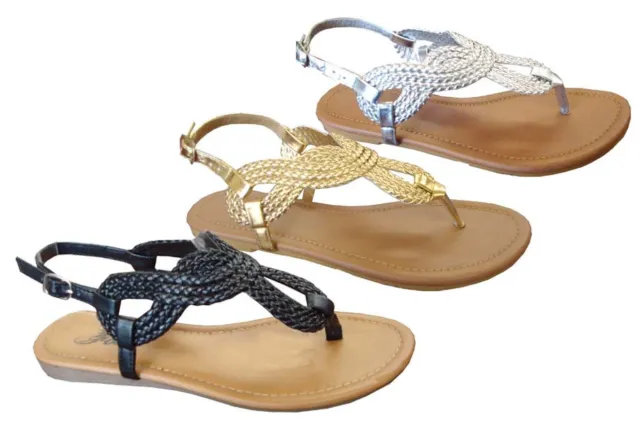New  Ladies' Braided Roman Gladiator Flat Sandal T-Strap Thong Sandals(8016)