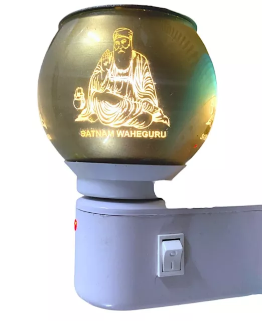 Satnam Waheguru Ceramic Aroma Diffuser | Kapoor Dani Cum Night Lamp Multi Functi