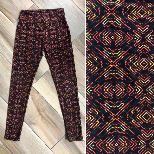 LuLaRoe Leggings Aztec Tribal Multicolor GEO Black Orange Yellow One Size OS