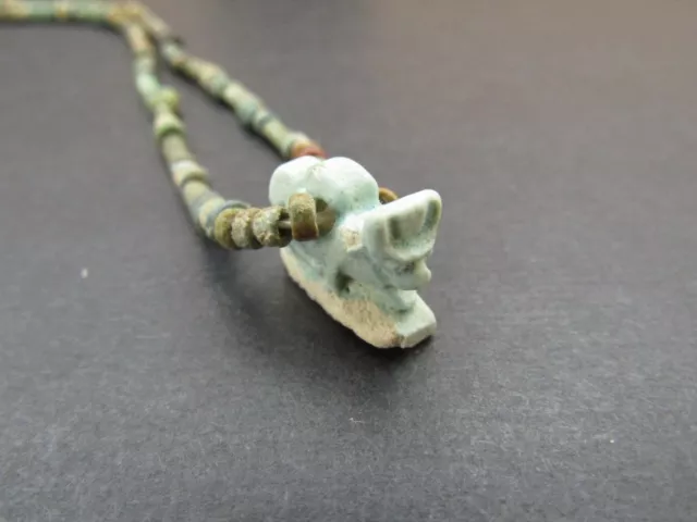 NILE  Ancient Egyptian Apis Amulet Mummy Bead Necklace ca 600 BC