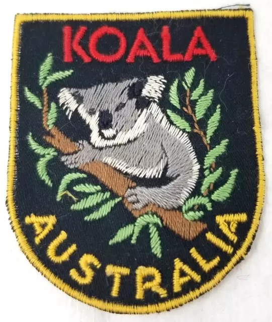 Koala Australia Eucalypt Leaves Patch Green Red Black Gold 1970s