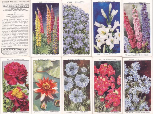 Cigarette Cards WILLS: 1939 GARDEN FLOWERS (SUDELL) (Full Set).