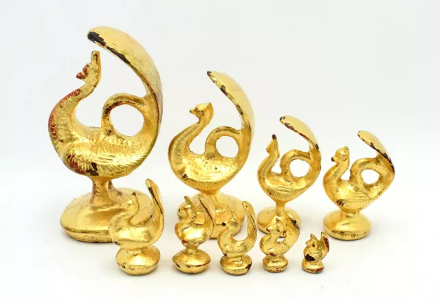 Fine Antique Unusual Gold Lacquered Bronze Burmese Opium Weight Set