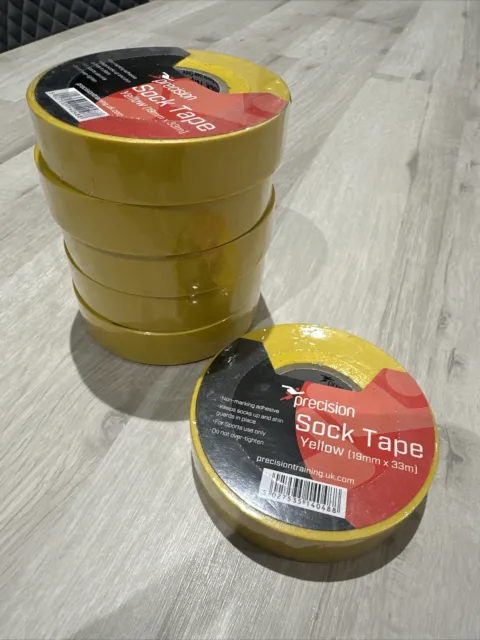 Precision Training Football Rugby Sports Sock Tape 33m - Yellow X 6