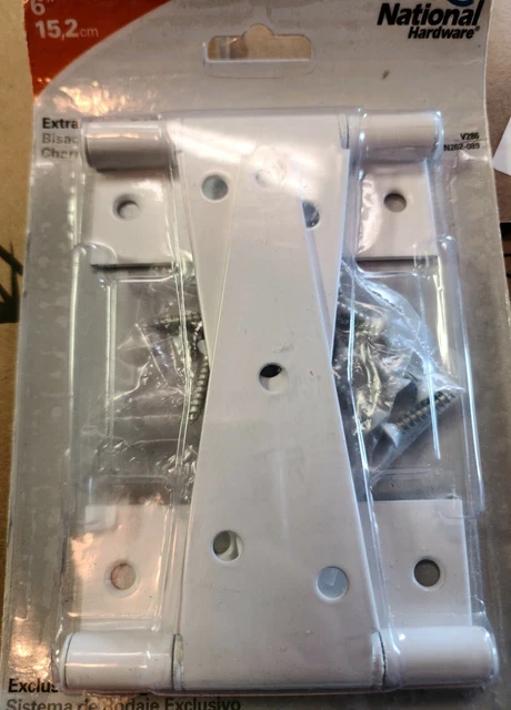 National Hardware 6 in. L White Steel Heavy Duty T Hinge 2 pk -Pack of 1