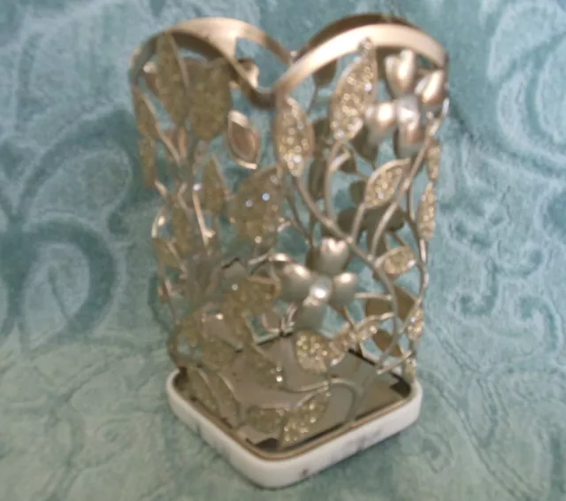 New Bath & Body Works Soap Holder Dogwood Flower Sparkle Rhinestones Marble Base