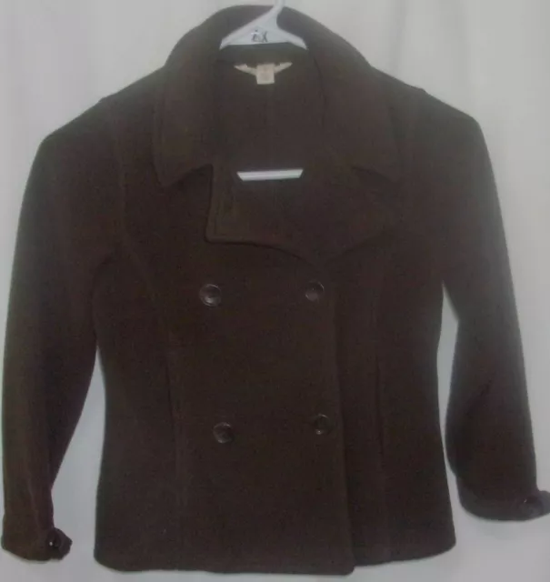 Girls size 6X Land's End, Choc. brown fleece, pea coat style all season jacket