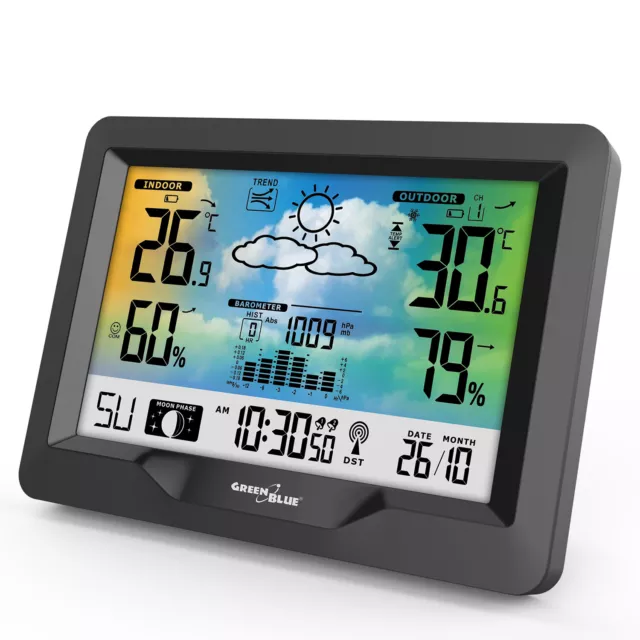 BALDR STATION MÉTÉO sans fil Détecteur intérieur/extérieur Horloge HD  portée 80M EUR 38,99 - PicClick FR