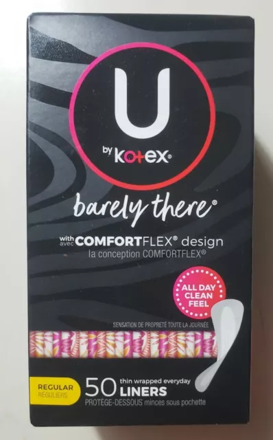 (2) U by Kotex Barely There Everyday Liners 50 (100 total) with comfort flex 2