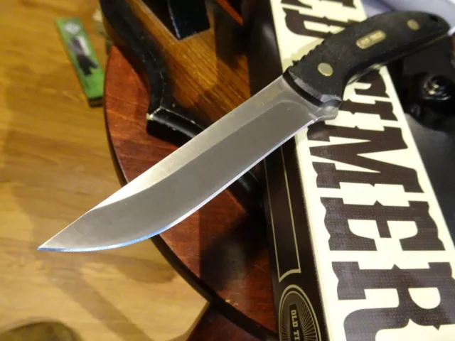 SCHRADE OLD TIMER  8" FIXED BLADE KNIFE DERLIN HANDLE 8Cr13MoV  LEATHER SHEATH