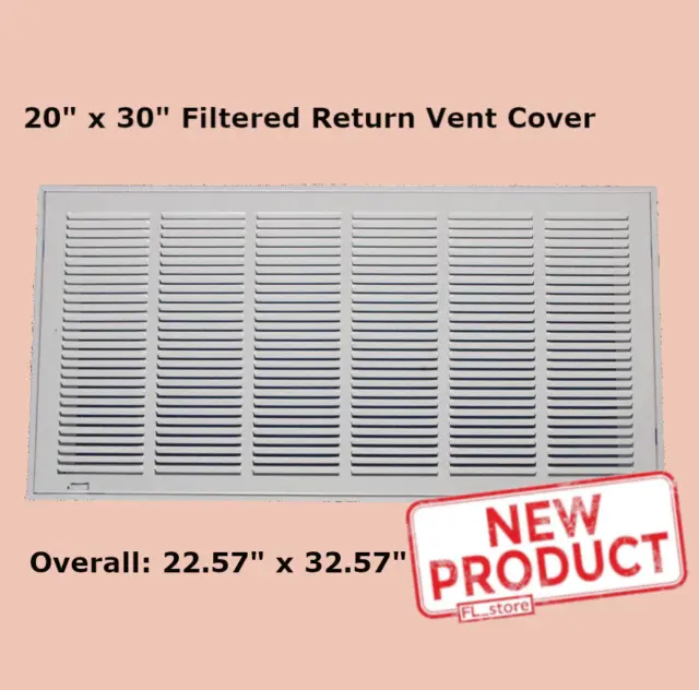 20" x 30" Duct Size Filtered Air Return Grille Vent Cover Wall Ceiling AC Heat