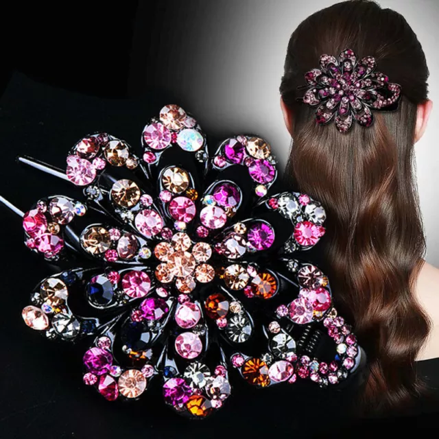 Astuccio da donna strass fiore acrilico anatroccolo clip fermacapelli coda di cavallo astuccio↑