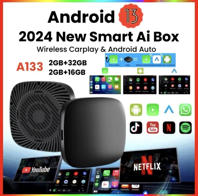ANDROID 13 CARPLAY TV Box Wireless CarPlay/Android Auto Adapter Netflix ...