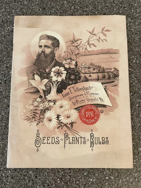 Antique Isaac F Tillinghast Seed Catalog 1891 La Plume PA Plants Santa Claus Ad