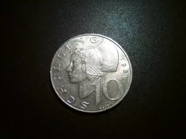 1980 Austria 10 Schilling Coin. Excellent Grade Ef