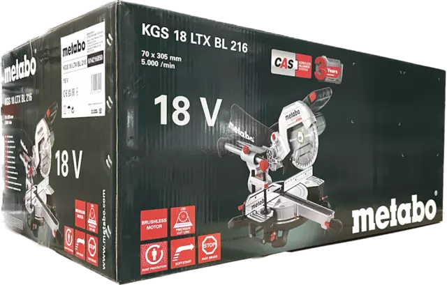 Metabo KGS 18 LTX BL 216 18V Batería Tapa & Sierra Ingresante 614216850 con función de tracción