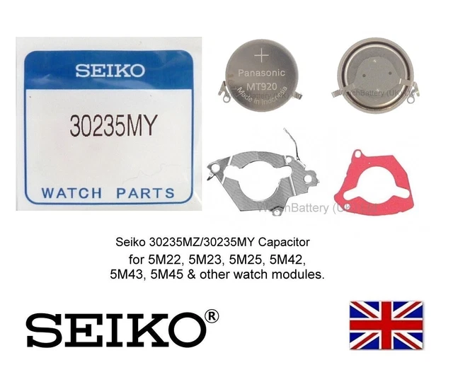 SEIKO CAPACITOR KINETIC Battery 30235MZ/5MY for 5M22 5M23 5M25 5M42 ...