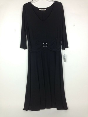 NEW AA Studio AA Women's Evening Dress ¾ Sleeve Scoop Neck Black Sz 12