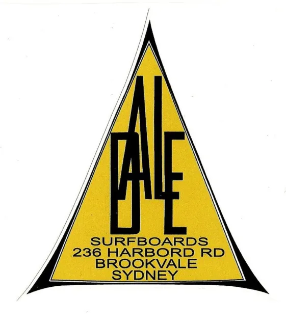 "DALE SURFBOARDS SYDNEY" RETRO Sticker Decal 1960s LONGBOARD SURFING MAL SURF