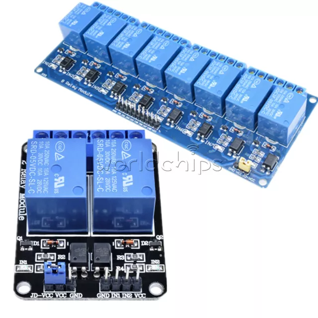 2/8 Channel Relay Module 5V With Optocoupler For Arduino DSP ARM PIC AVR