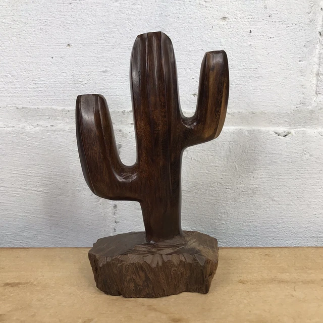 Vtg Ironwood Carved Saguaro Cactus Sculpture 7.5" Southwestern Statue Art Decor