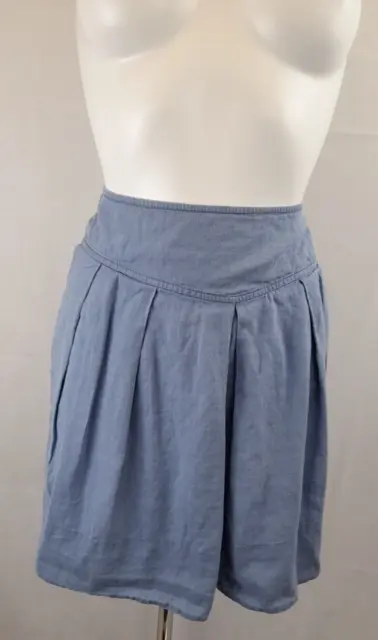 Ladies Banana Republic Blue Denim Linen Cotton A Line Skirt Size 12 US, 16 UK
