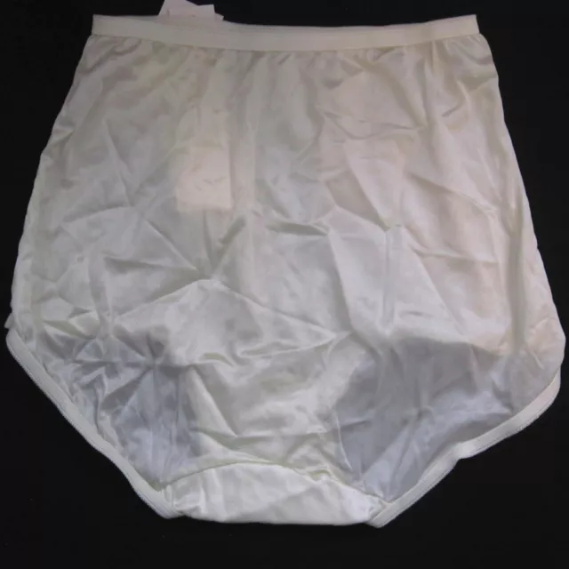 Vintage Size 7 Adonna Ivory Nylon Panty Granny Brief High Waist 2