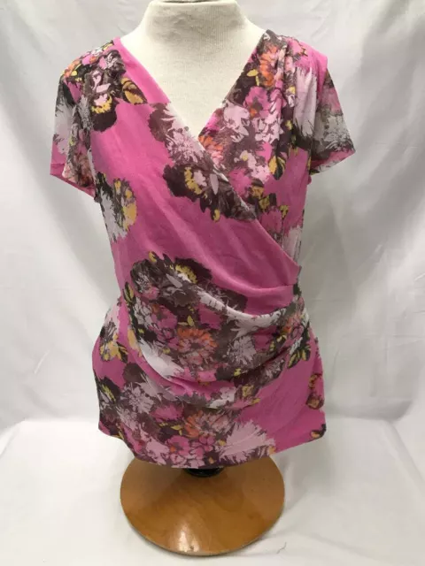 INC International Concepts XL Pink Floral Wrap Top with Side Detail