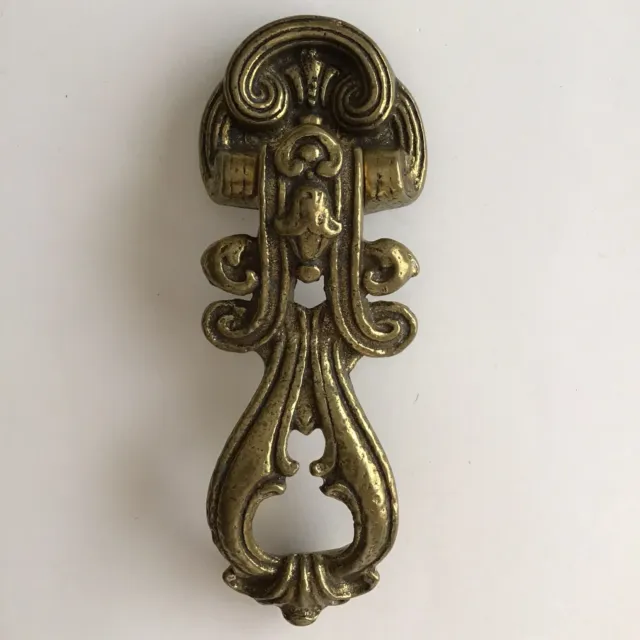 Vintage Heavy Brass Door Knocker 8 1/2”  Byzantine Style Burnished Scroll Ornate