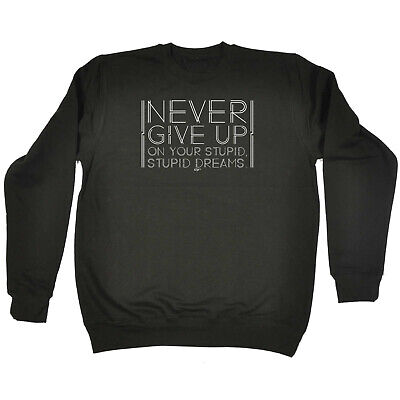 Never Give Up On Your Stupid Dreams - Mens Novelty Sweatshirts Jumper Sweatshirt