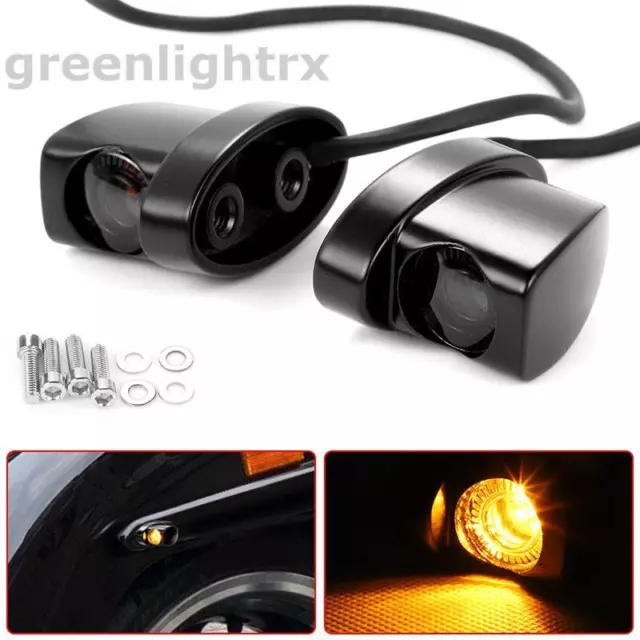 2X LED Motorcycle Turn Signals Mini Indicator Amber Blinker Light Lamp Universal