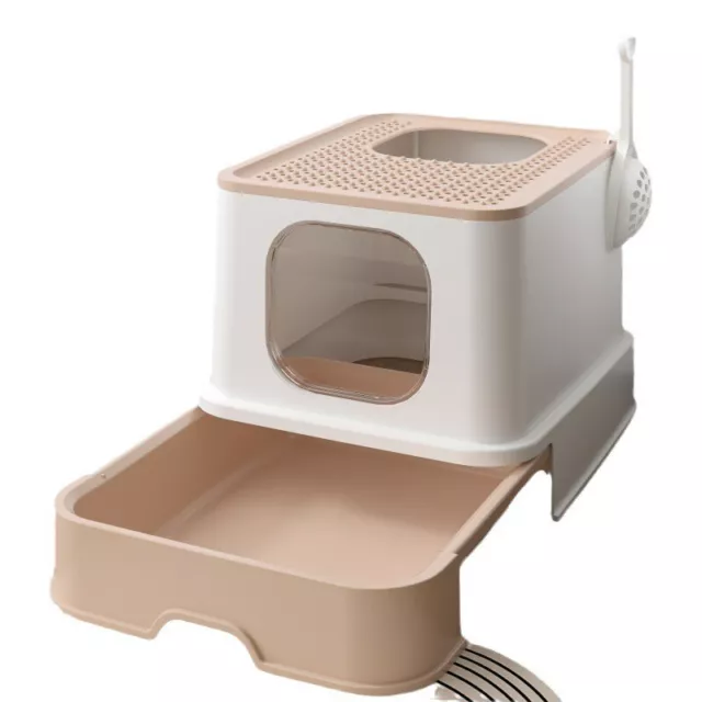 Cat Litter Box Hooded Enclosed Large Kitty Toilet Tray Refills Self Cleaning