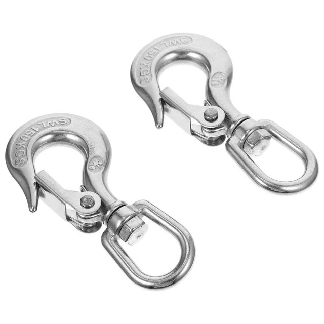 2 pz ganci catena di sicurezza girevole in acciaio inox argento