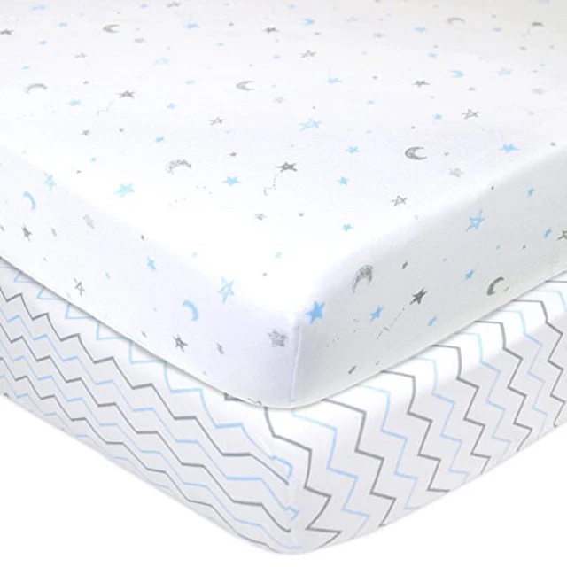 Sábanas de cuna azules modernas en zigzag - American Baby Company