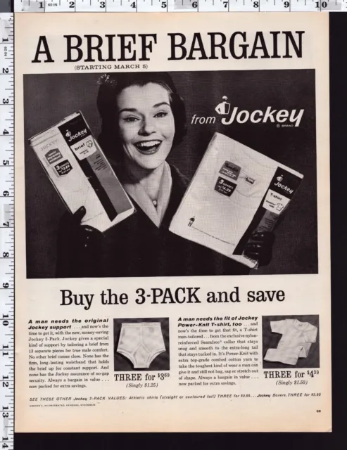 1955 Jockey Brief Tshirt Men's Underwear Fashion Vintage Print Ad 26234