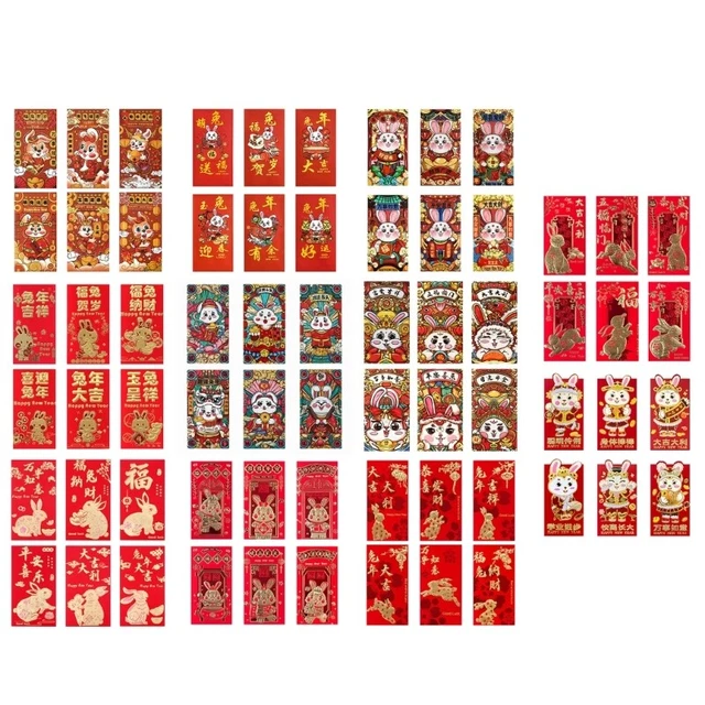 6pcs Rabbit Year Envelopes for Spring Festival New Year Wedding Birthday