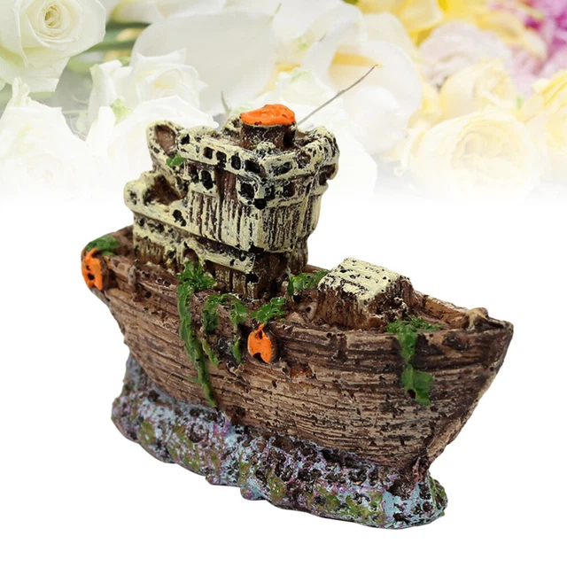 1pc Resin Mini Pirate Ships Boat Ornament Aquarium Background Landscape